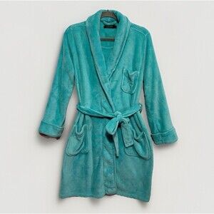 Lauren Ralph Lauren Women’s Short Shawl Collar Robe Aqua Blue Size Small Soft